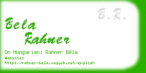 bela rahner business card